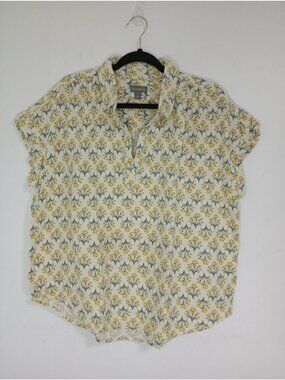 Style & Co Womens XL Yellow Floral  Top 100% Country Style